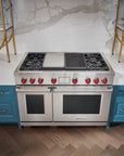 Wolf - Dual Fuel Range, 4 Burner, Chargrill & Griddle - Carvers Interiors - Cookers and Bathroom Showroom Wolverhampton