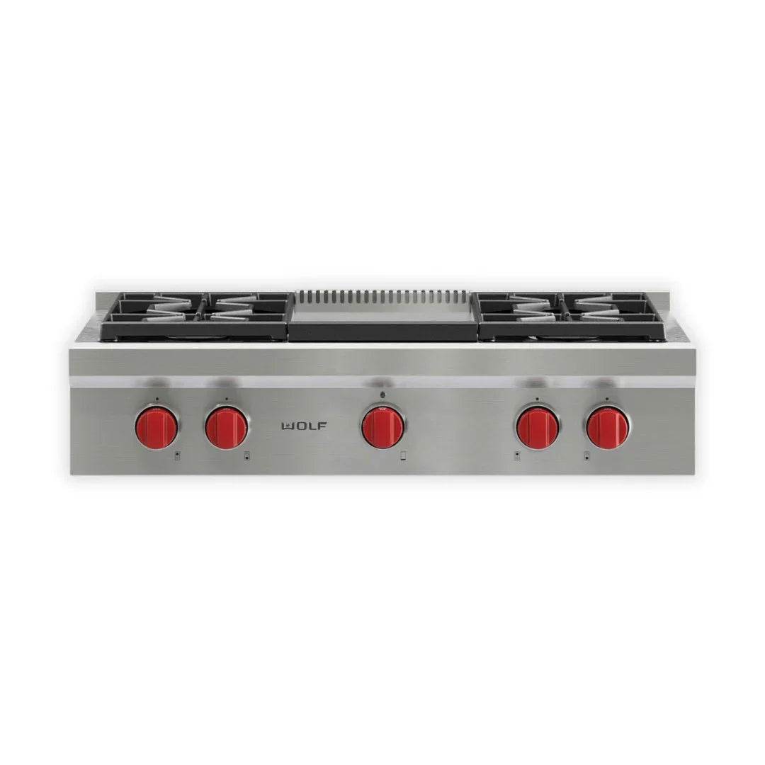 Wolf - Sealed Burner Range-Top, 4 Burner & Griddle - Carvers Interiors - Cookers and Bathroom Showroom Wolverhampton
