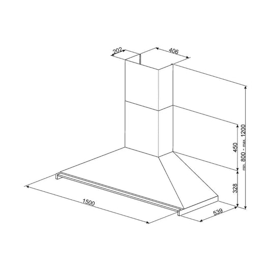 Ex-Display - Smeg Opera 150cm Chimney Hood - Carvers Interiors - Cookers and Bathroom Showroom Wolverhampton