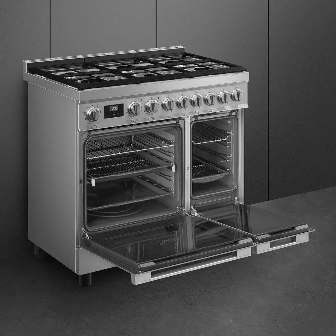 Smeg Portofino 90cm Duel Fuel Cooker CPF92GM - Carvers Interiors - Cookers and Bathroom Showroom Wolverhampton