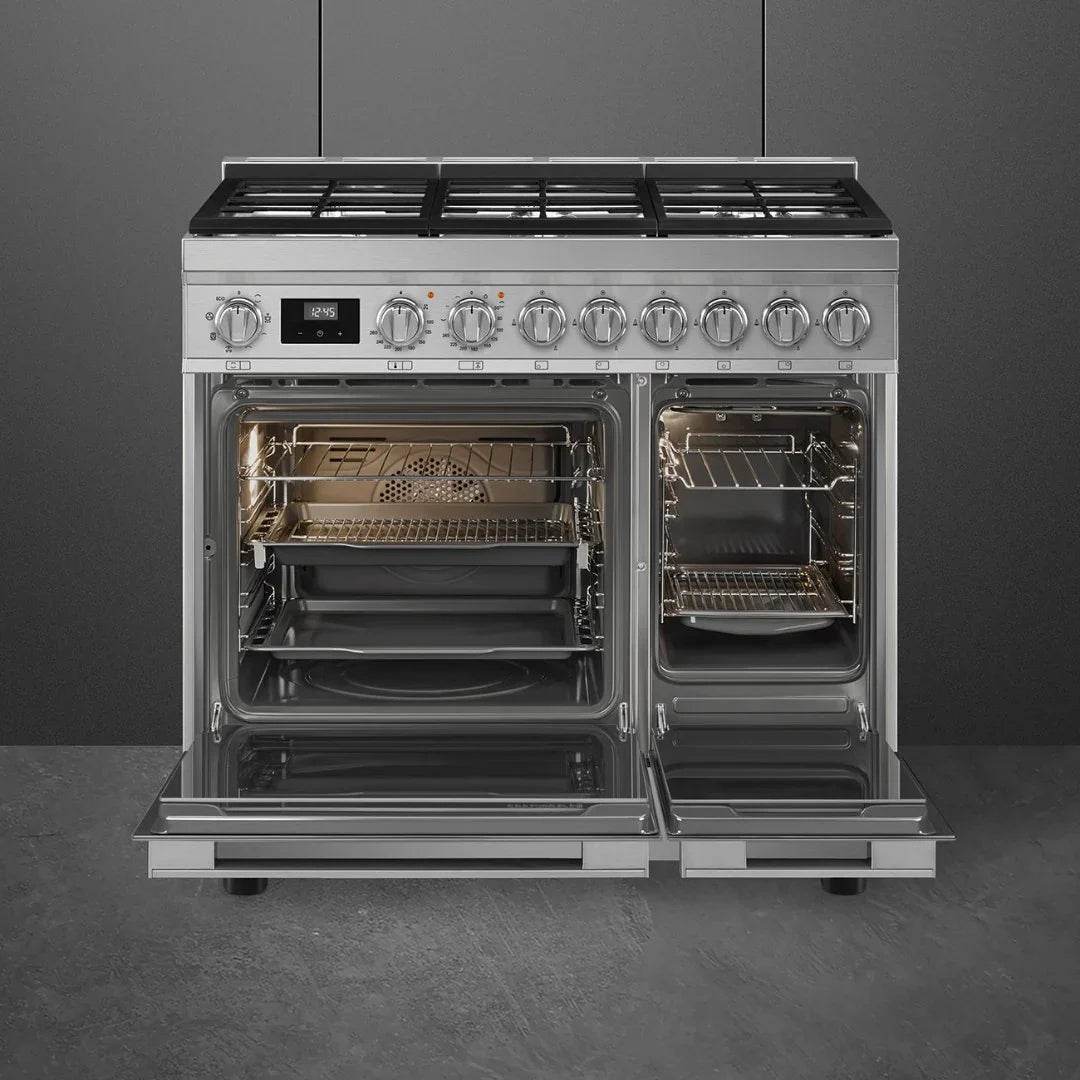 Smeg Portofino 90cm Duel Fuel Cooker CPF92GM - Carvers Interiors - Cookers and Bathroom Showroom Wolverhampton