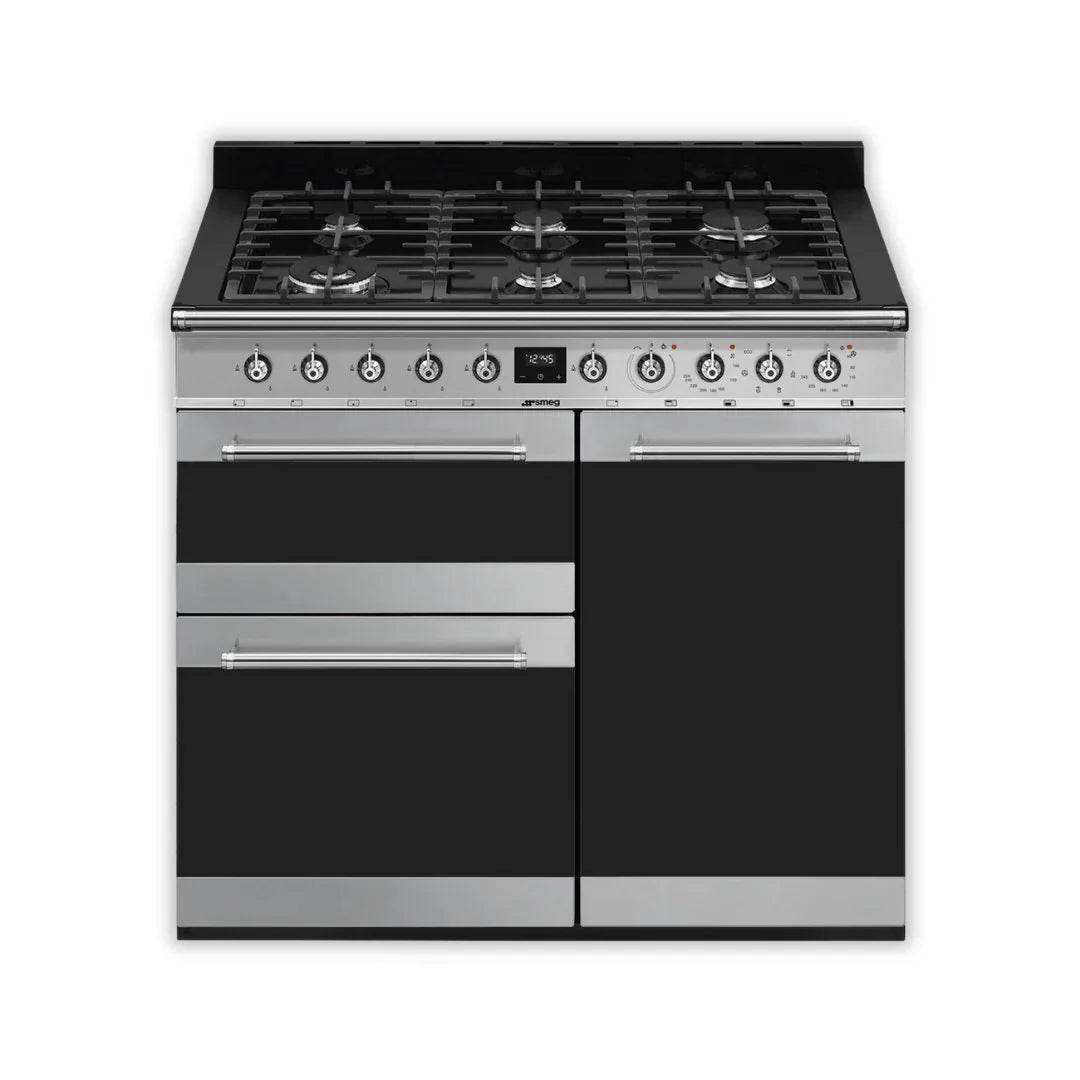 SMEG Symphony 90cm Duel Fuel Cooker with Eclipse Glass SY93-1 - Carvers Interiors - Cookers and Bathroom Showroom Wolverhampton