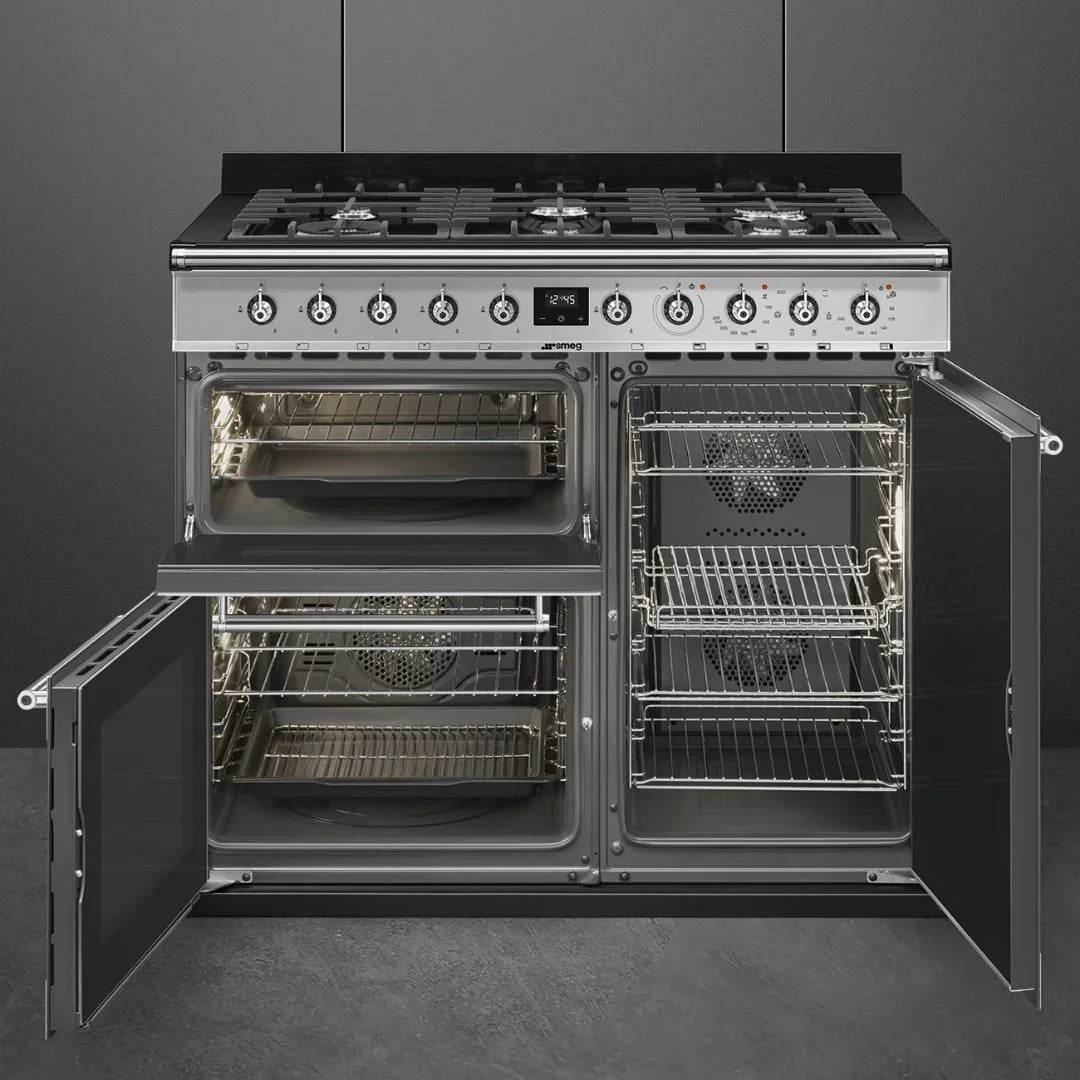 SMEG Symphony 90cm Duel Fuel Cooker with Eclipse Glass SY93-1 - Carvers Interiors - Cookers and Bathroom Showroom Wolverhampton