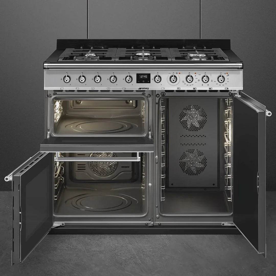 SMEG Symphony 90cm Duel Fuel Cooker with Eclipse Glass SY93-1 - Carvers Interiors - Cookers and Bathroom Showroom Wolverhampton