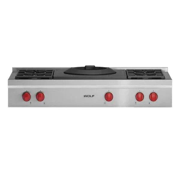 Wolf - Sealed Burner Range-Top, 4 Burner & Wok - Carvers Interiors - Cookers and Bathroom Showroom Wolverhampton