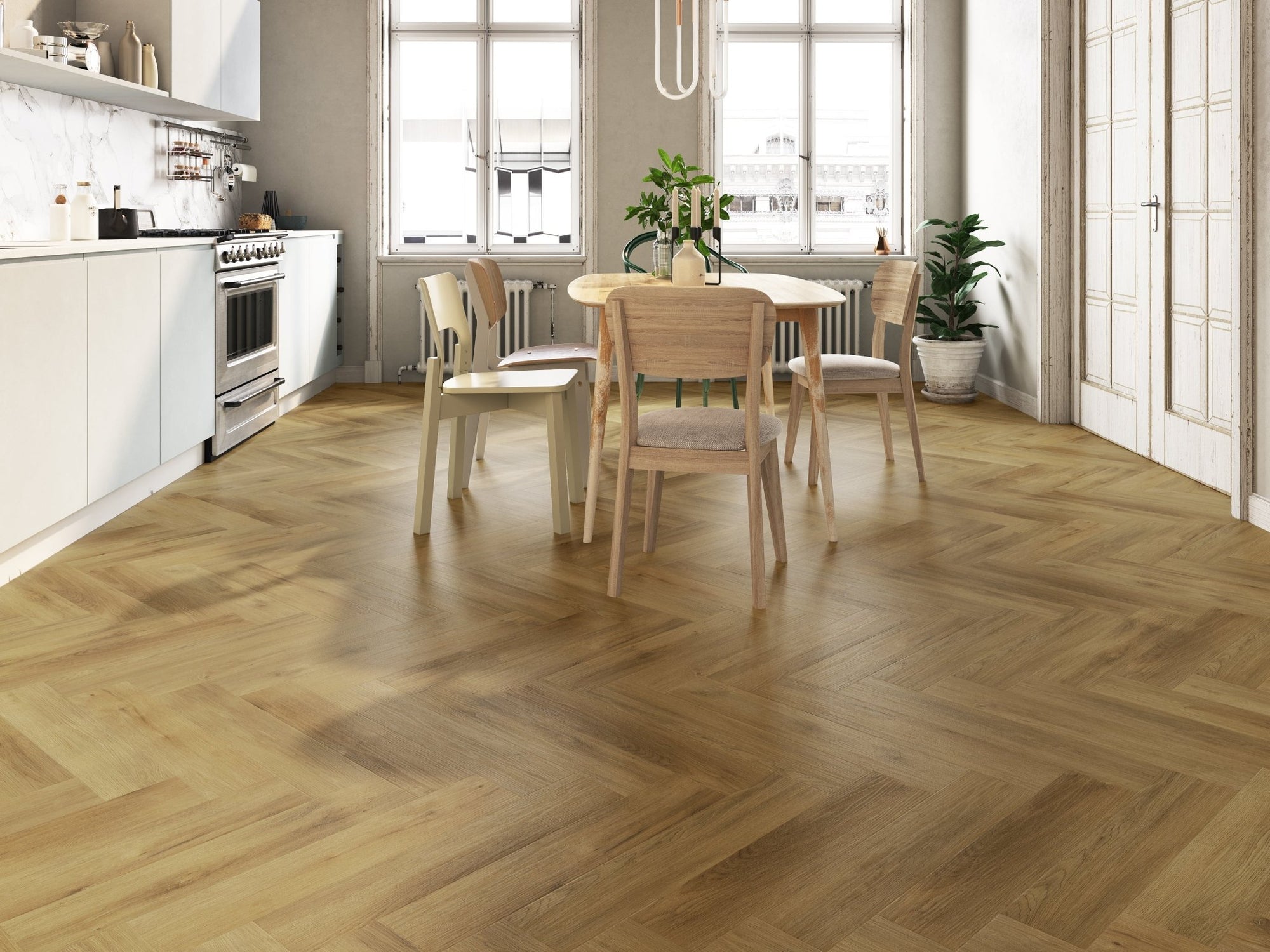 2mm LVT Glue Down Vinyl Flooring – Herringbone – Montclair Oak - 5.81m² per Pack - Carvers Interiors - THE FLOORING STORE