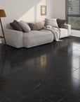 5.5mm SPC Rigid Core Vinyl Flooring – Marble Pre-Grouted Tile – Obscura Black Marble - 1.97m² per Pack - Carvers Interiors - THE FLOORING STORE