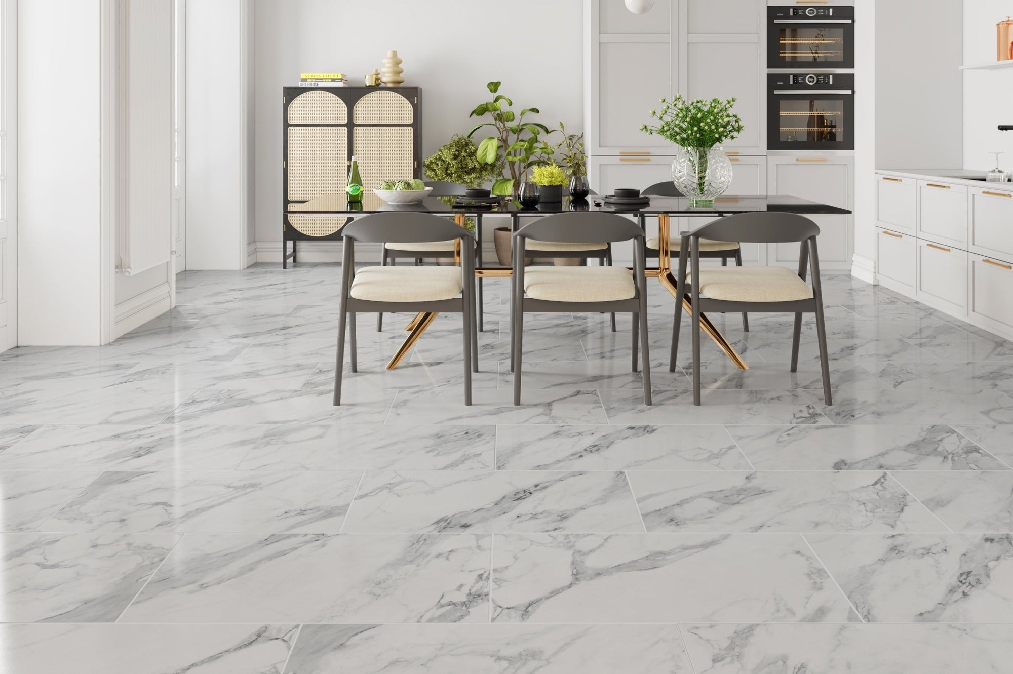 5.5mm SPC Rigid Core Vinyl Flooring – Marble Pre-Grouted Tile – Radiant White Marble - 1.97m² per Pack - Carvers Interiors - THE FLOORING STORE