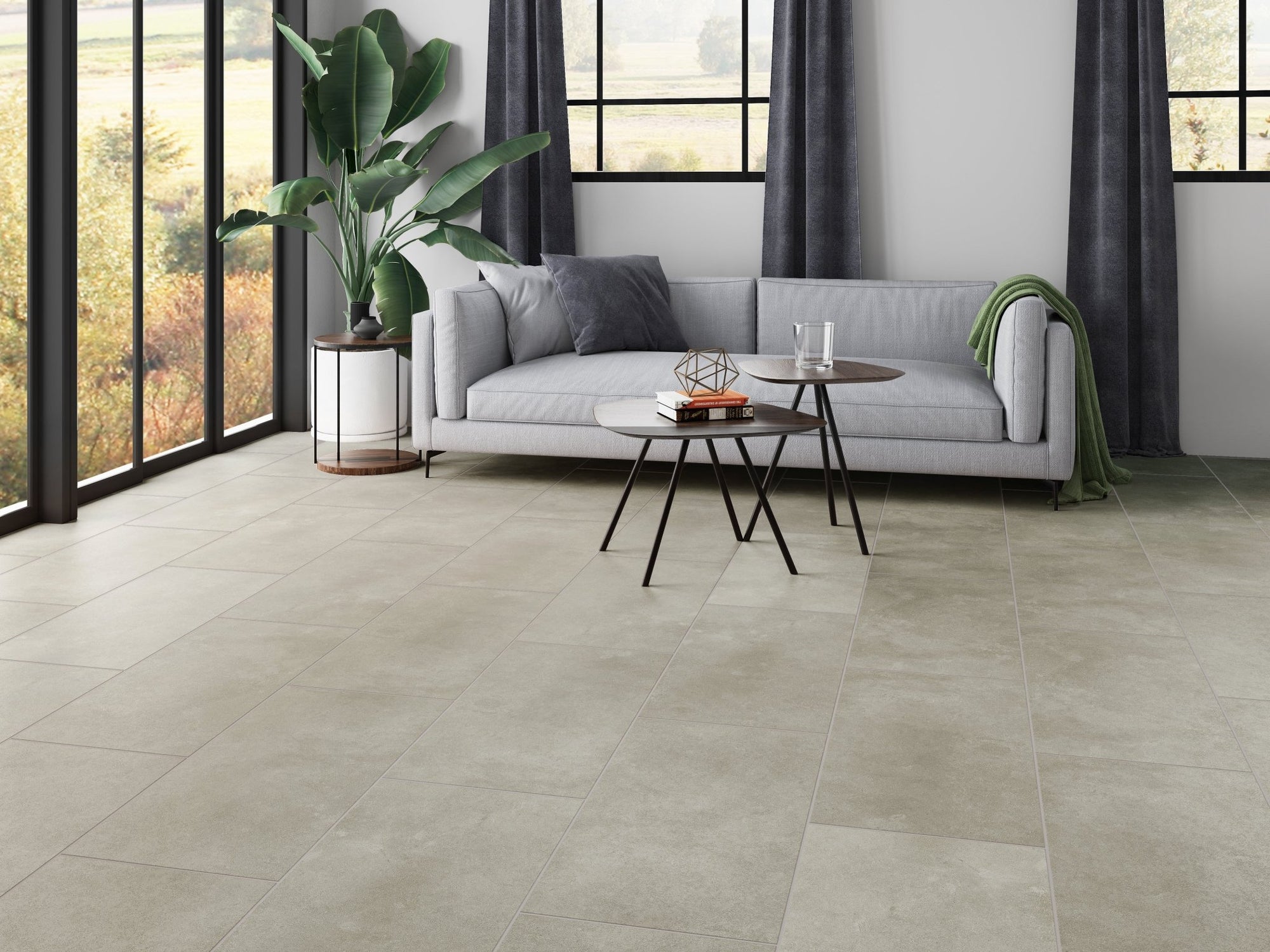 5.5mm SPC Rigid Core Vinyl Flooring – Stone Pre-Grouted Tile – Palisade Stone Beige - 1.97m² per Pack - Carvers Interiors - THE FLOORING STORE