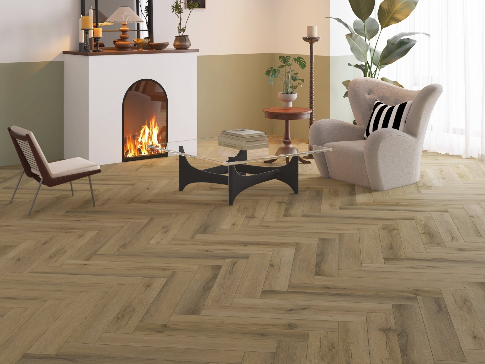 5mm SPC Rigid Core Vinyl Flooring – Herringbone – Lakeside Oak - 2.82m² per Pack - Carvers Interiors - THE FLOORING STORE
