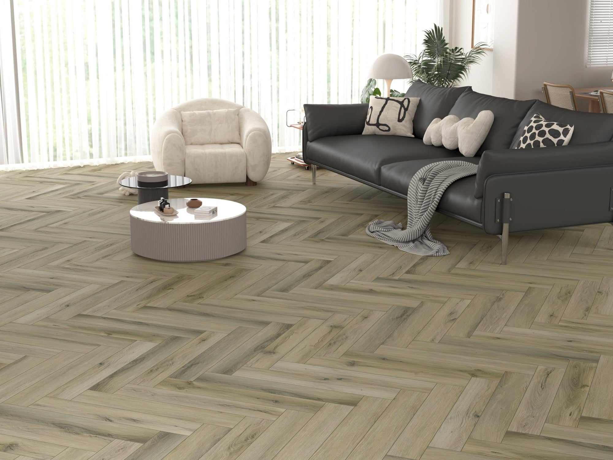 5mm SPC Rigid Core Vinyl Flooring – Herringbone – Ridgeview Oak - 2.82m² per Pack - Carvers Interiors - THE FLOORING STORE