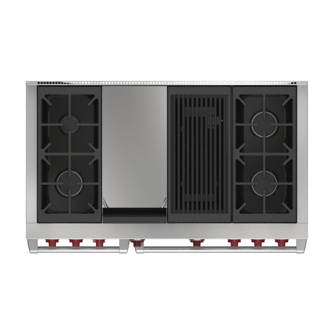 Wolf - Dual Fuel Range, 4 Burner, Chargrill & Griddle - Carvers Interiors - Wolf