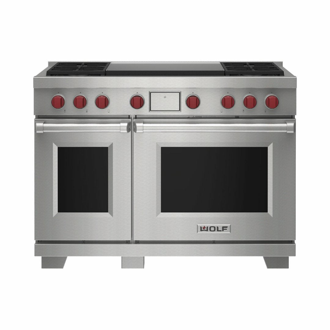 Wolf - Dual Fuel Range, 4 Burner, Double Griddle - Carvers Interiors - Wolf