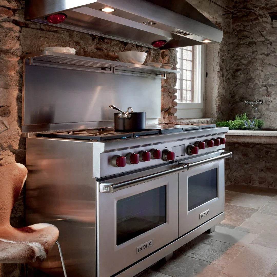 Wolf Dual Fuel Range, Burner, Chargrill Griddle Carvers
