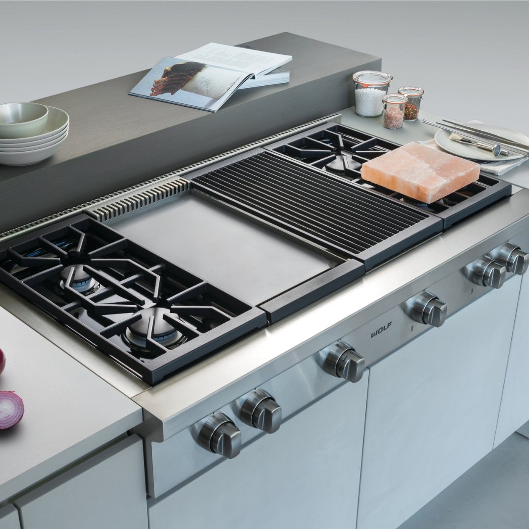 Wolf - Sealed Burner Range - Top, 4 Burner, Chargrill &amp; Griddle - Carvers Interiors - Wolf