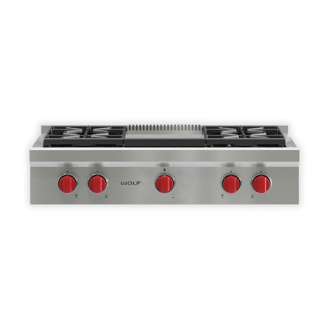 Wolf - Sealed Burner Range - Top, 4 Burner & Griddle - Carvers Interiors - Wolf