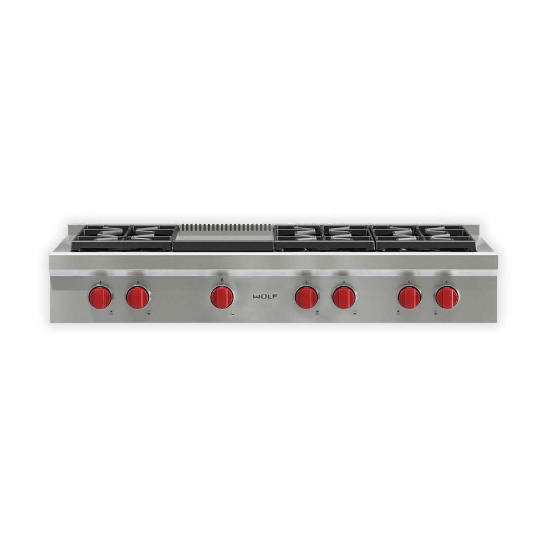 Wolf - Sealed Burner Range - Top, 6 Burner &amp; Griddle - Carvers Interiors - Wolf