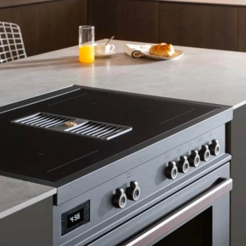 Ex-Display - Bertazzoni Air-Tec 90cm Induction Top and Integrated Hood - Carbon - Carvers Interiors - Cookers and Bathroom Showroom Wolverhampton