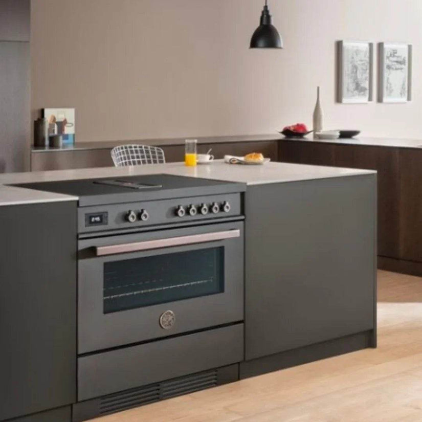 Ex-Display - Bertazzoni Air-Tec 90cm Induction Top and Integrated Hood - Carbon - Carvers Interiors - Cookers and Bathroom Showroom Wolverhampton