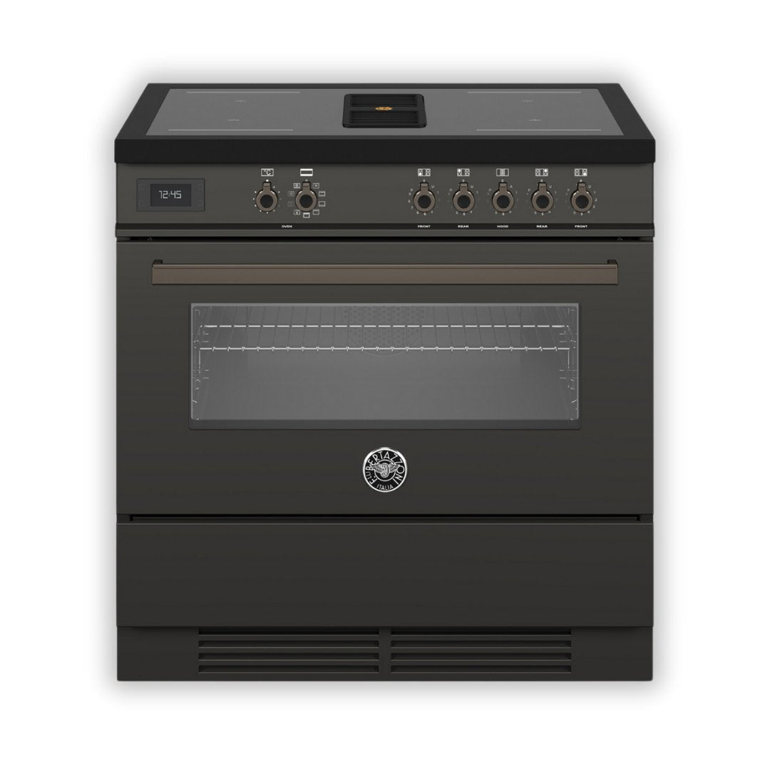 Bertazzoni Air - Tec 90cm Induction Top and Integrated Hood - Carbon - Available Now - Carvers Interiors - Bertazzoni