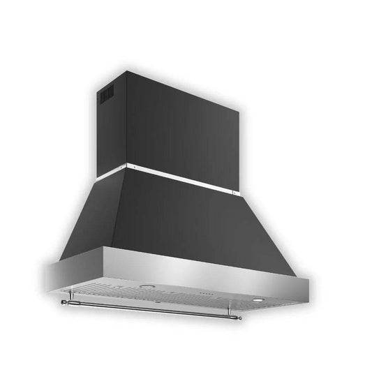 Bertazzoni Heritage Series 120cm Wall Mount Hood 1 Motor KC48HERTNE-Matt Black - Carvers Interiors - Cookers and Bathroom Showroom Wolverhampton