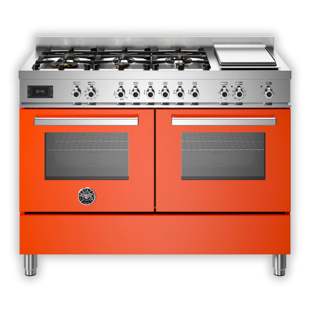 Bertazzoni Professional Series 120cm DF Twin Cooker - Orange - Carvers Interiors