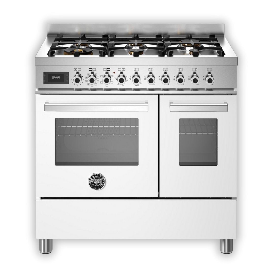 Bertazzoni Professional Series 90cm Dual Fuel Range Cooker with Electric Double Oven - White - Carvers Interiors - Carvers Interior