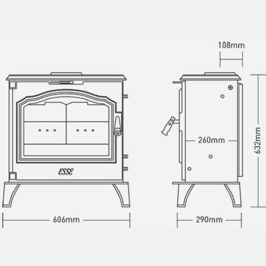 Esse 105 5KW Log Burner - Collection Only - Carvers Interiors - Esse