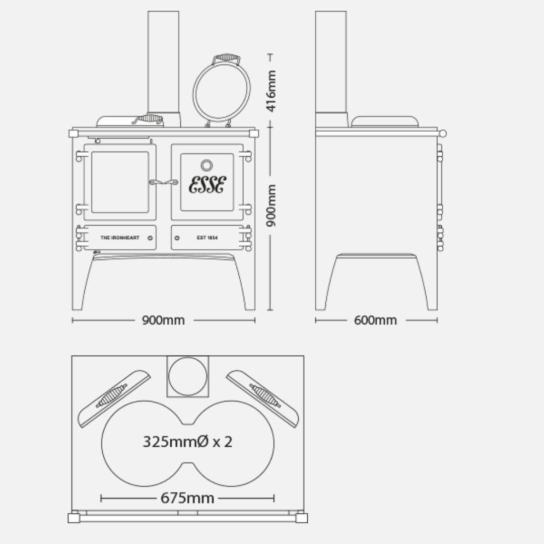 Esse Ironheart Wood Fired Cook Stove - Carvers Interiors - Carvers Interior