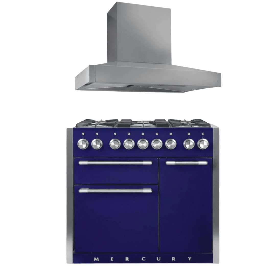 Ex - Display - Mercury 1000 Dual Fuel Range Cooker & Hood Bundle - Blueberry/Stainless Steel - Carvers Interiors - Mercury