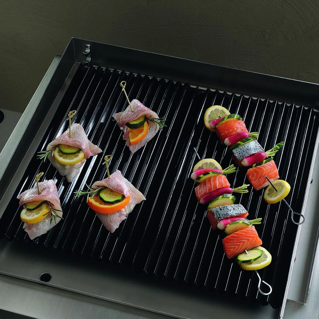 Lacanche Open&#39; Cook - 1100mm Wide Integrated Hob with Lava Rock Grill + Hob Option on the Left - Outdoor - Carvers Interiors - Carvers Interior