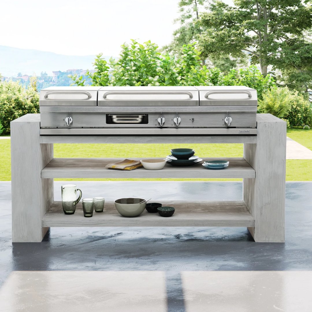 Lacanche Open' Cook - 1500mm Wide Integrated Hob with Enamelled Plancha - Outdoor Kitchen - Carvers Interiors