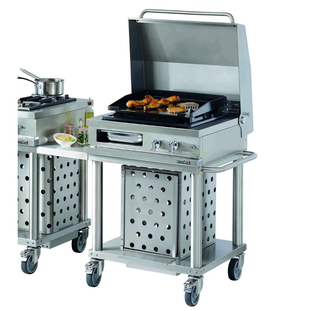 Lacanche Open&#39; Cook - Enamelled Plancha Mobile Module With Self - Stabilising Lid and Shelves - Outdoor - Carvers Interiors - Carvers Interior