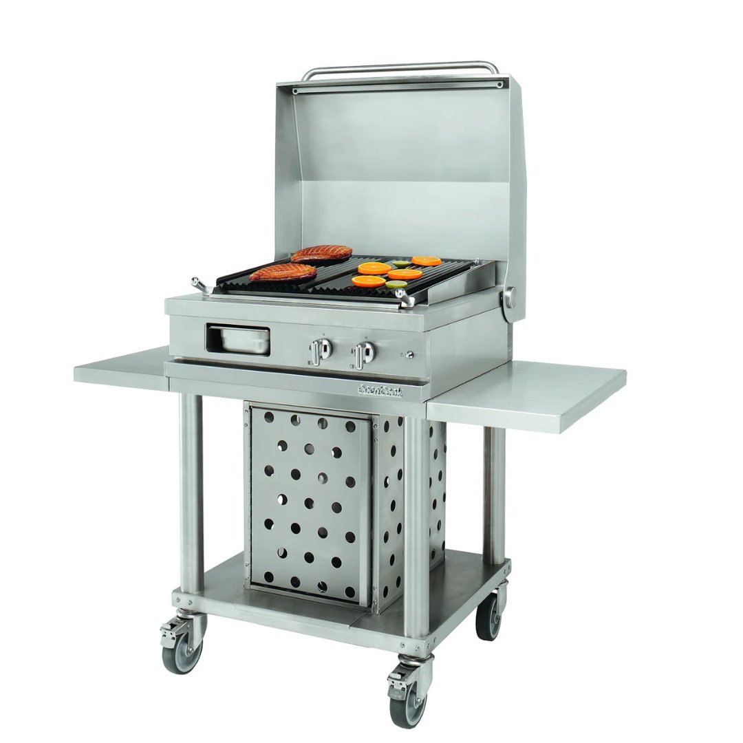 Lacanche Open&#39; Cook - Lava Rock Grill Mobile Module With Self - Stabilising Lid and Shelves - Outdoor - Carvers Interiors - Carvers Interior