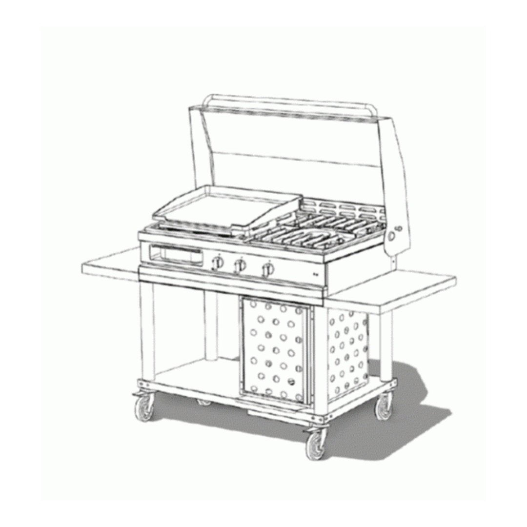 Lacanche Open' Cook - Plancha And 5 kW Burner Mobile Hob Module - Outdoor Kitchen - Carvers Interiors