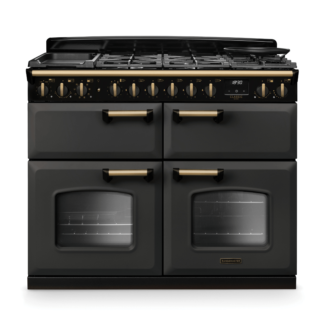 Rangemaster Classic Deluxe 110cm Dual Fuel Range Cooker - New - Carvers Interiors - Rangemaster