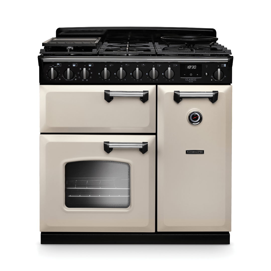 Rangemaster Classic Deluxe 90cm Dual Fuel Range Cooker - New - Carvers Interiors - Rangemaster
