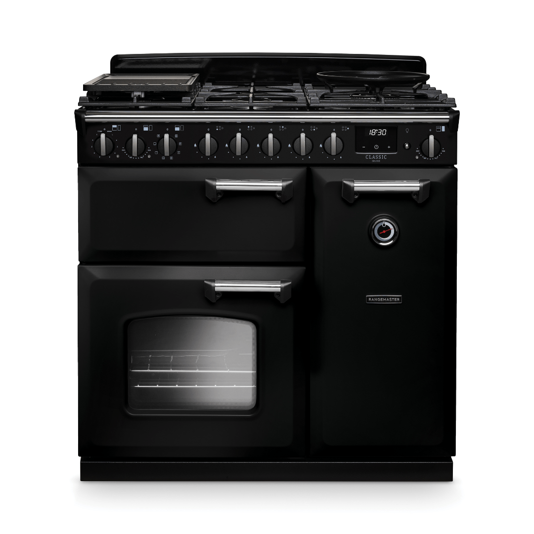 Rangemaster Classic Deluxe 90cm Dual Fuel Range Cooker - New - Carvers Interiors - Rangemaster