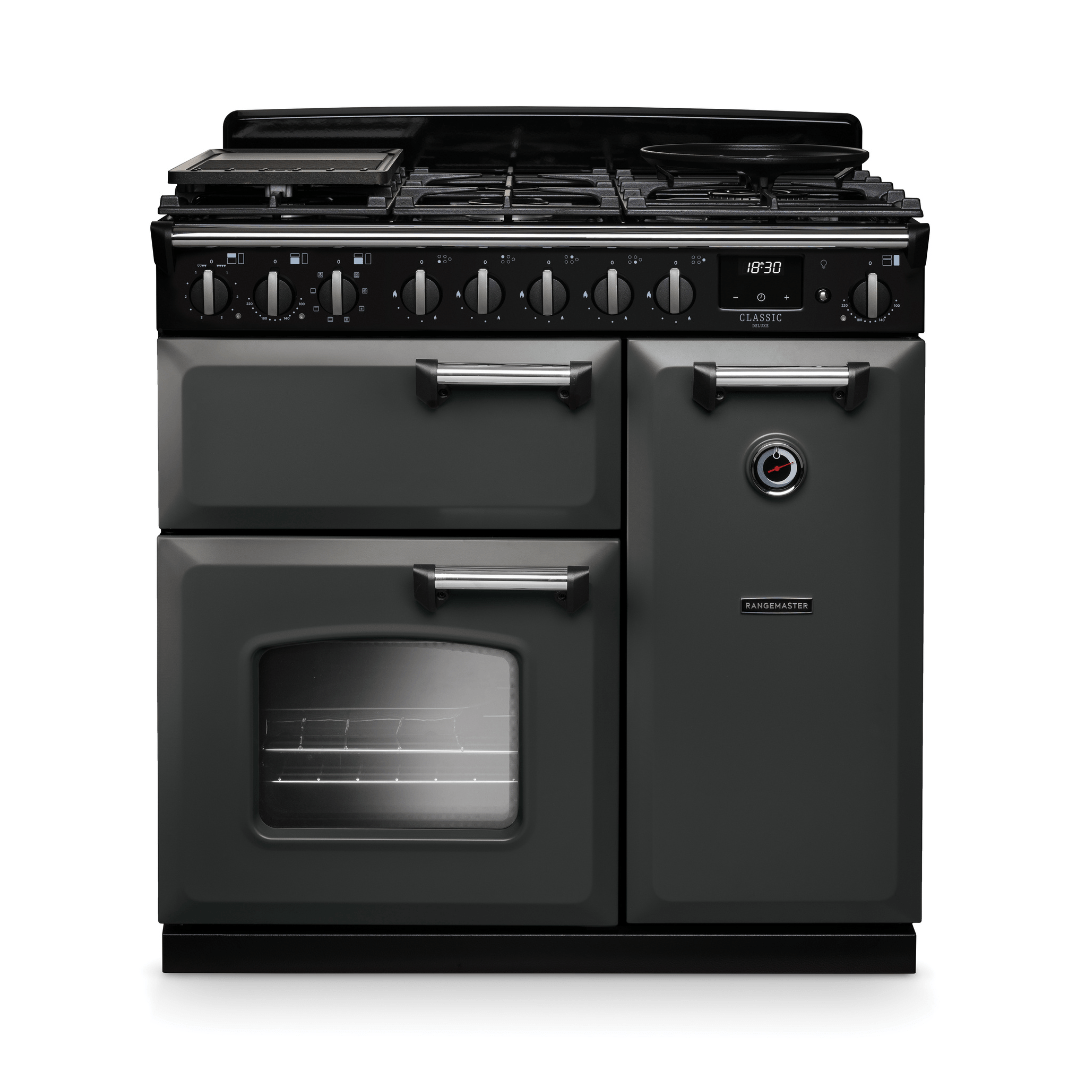 Rangemaster Classic Deluxe 90cm Dual Fuel Range Cooker - New - Carvers Interiors - Rangemaster