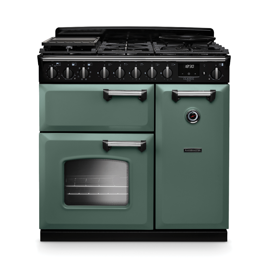 Rangemaster Classic Deluxe 90cm Dual Fuel Range Cooker - New - Carvers Interiors - Rangemaster