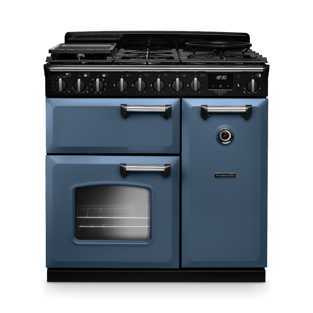 Rangemaster Classic Deluxe 90cm Dual Fuel Range Cooker - New - Carvers Interiors - Rangemaster