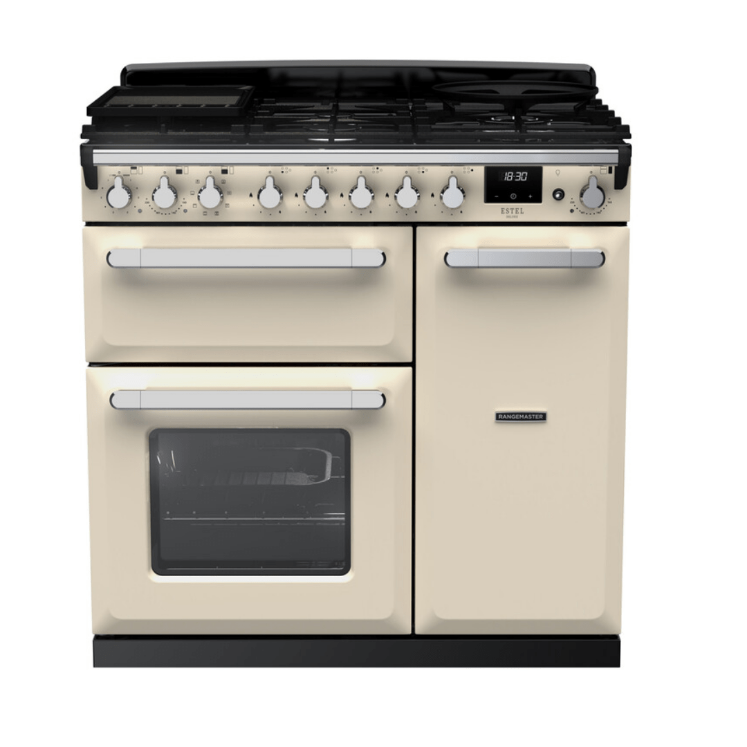 Rangemaster Estel Deluxe 90cm Dual Fuel Range Cooker - Carvers Interiors - Rangemaster