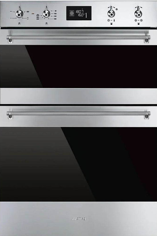 Smeg 60cm Classic Built-In Double Oven, Stainless Steel - Carvers Interiors - Cookers and Bathroom Showroom Wolverhampton