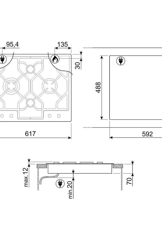 Smeg 60cm Classic Gas Hob - Carvers Interiors - Cookers and Bathroom Showroom Wolverhampton