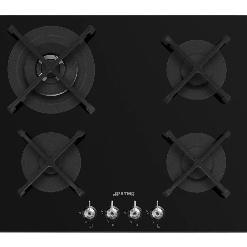 Smeg 60cm Classic Gas Hob, Black - Carvers Interiors - Cookers and Bathroom Showroom Wolverhampton