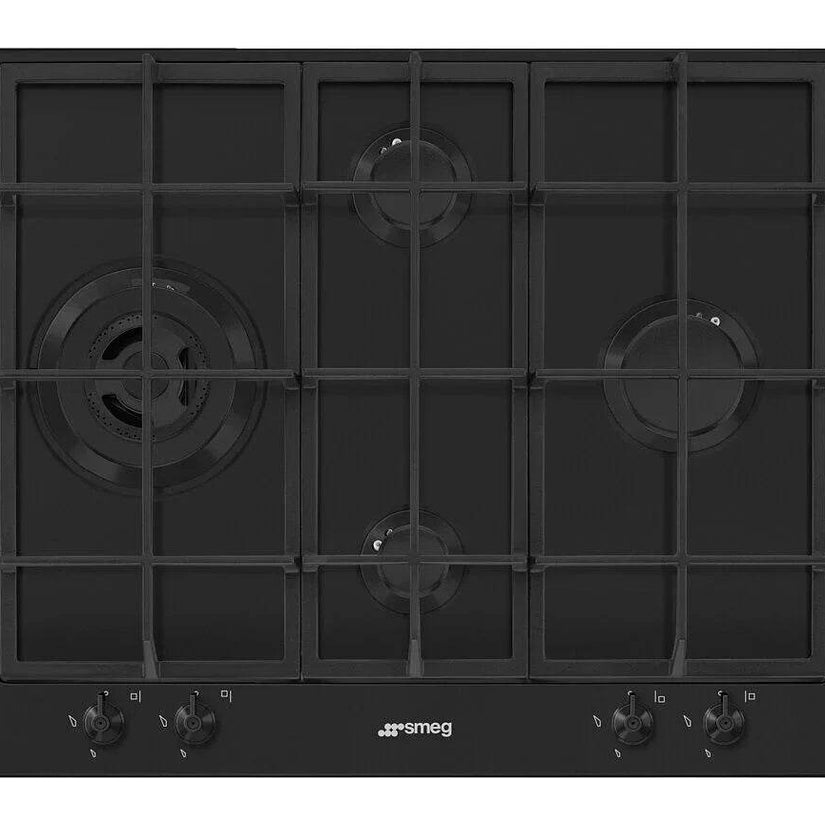 Smeg 60cm Classic Gas Hob, Matt Black - Carvers Interiors - Cookers and Bathroom Showroom Wolverhampton