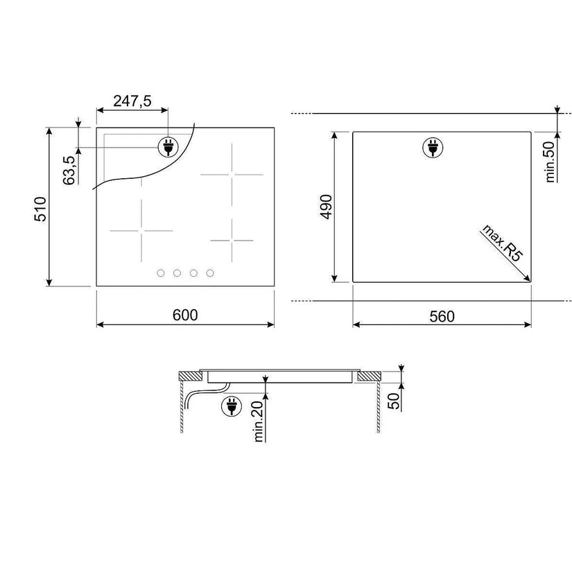 Smeg 60cm Cucina Ceramic Hob - Carvers Interiors - Cookers and Bathroom Showroom Wolverhampton