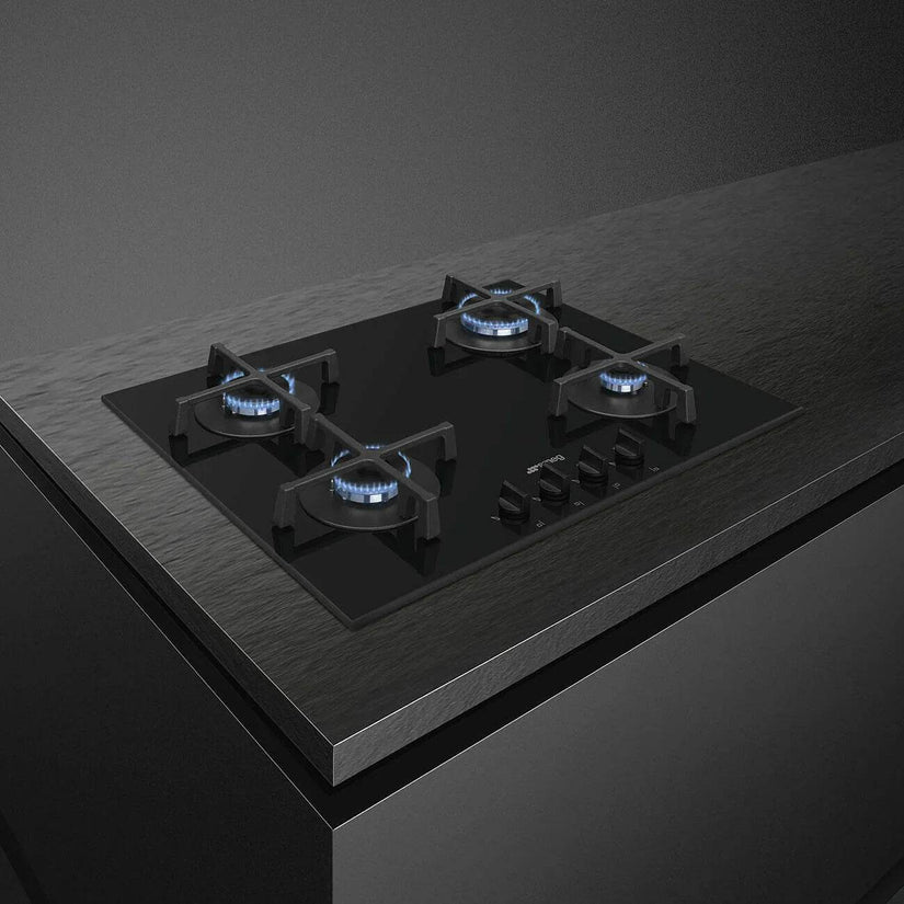 Smeg 60cm Cucina Gas Hob, Black - Carvers Interiors - Cookers and Bathroom Showroom Wolverhampton