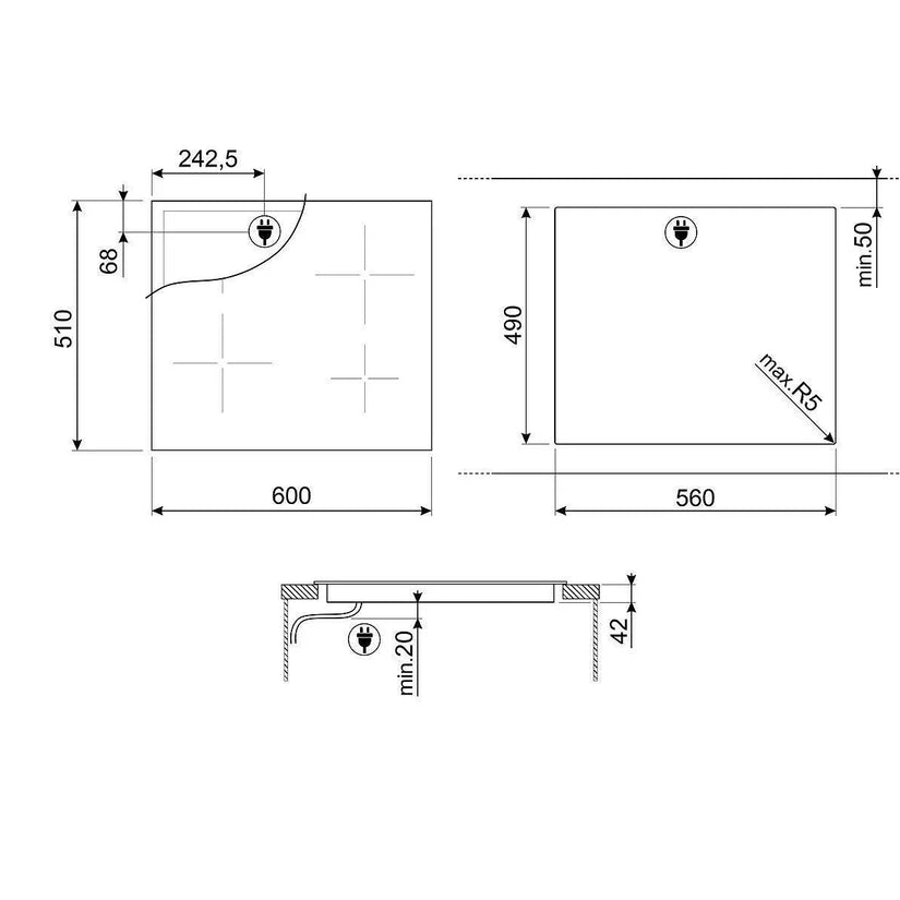 Smeg 60cm Universal Ceramic Hob - Carvers Interiors - Cookers and Bathroom Showroom Wolverhampton