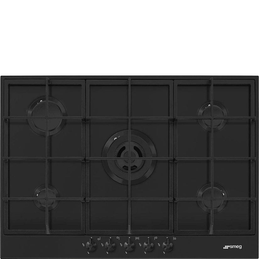 Smeg 70/75cm Classic Gas Hob, Matt Black - Carvers Interiors - Cookers and Bathroom Showroom Wolverhampton